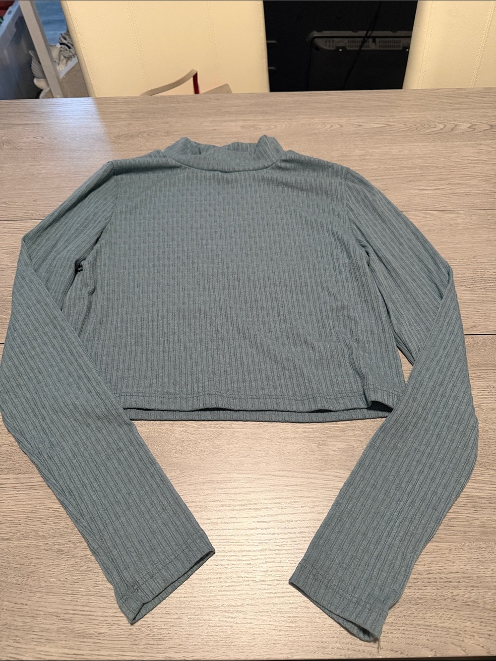 Altar'd State Ribbed Long-Sleeve Crop Top — Sage Green
